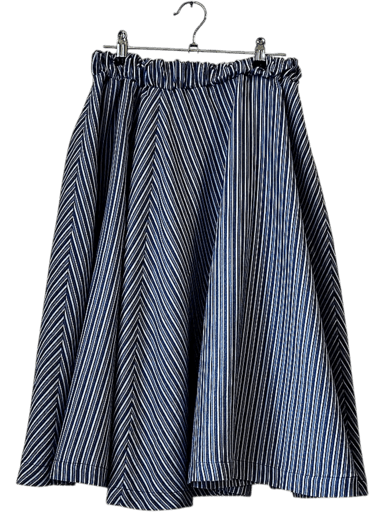 Maria Menzel Blue Striped Midi Skirt - Size S - Wool Blend