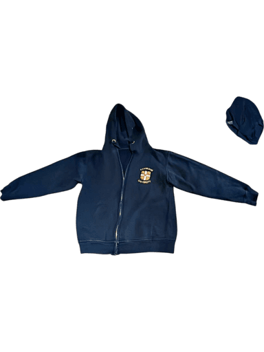 Cambridge University Navy Zip-Up Hoodie with Embroidered Crest