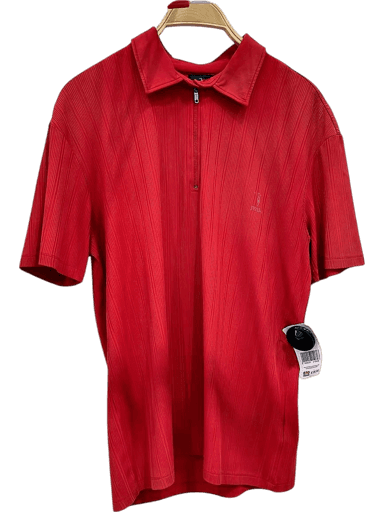 troussardi Red Zip-Up Polo Shirt with Textured Fabric - Short Sleeve