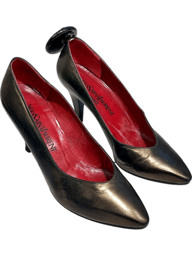 Yves Saint Laurent YSL Black Leather Pumps Size 37.5