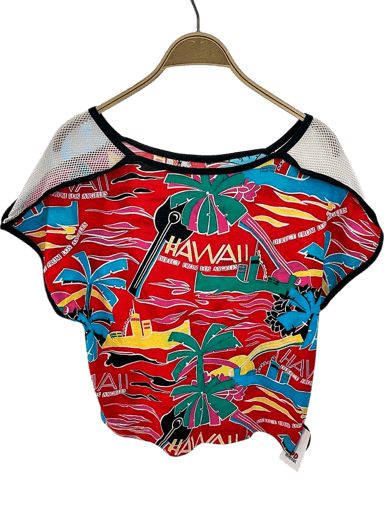 Cieffebì Hawaii Print Mesh Crop Top - Size L