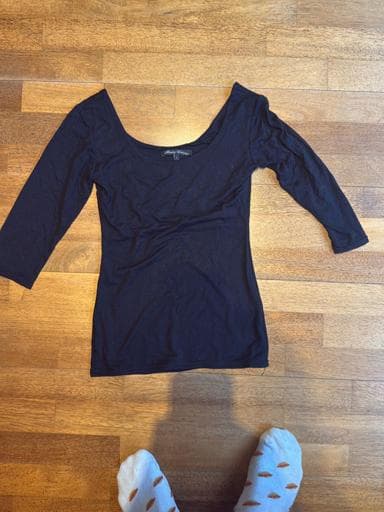 Rendez Vous Paris Navy Scoop Neck 3/4 Sleeve Top - Size 1