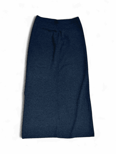 Black Wool Blend Midi Skirt - Classic High-Waisted Design