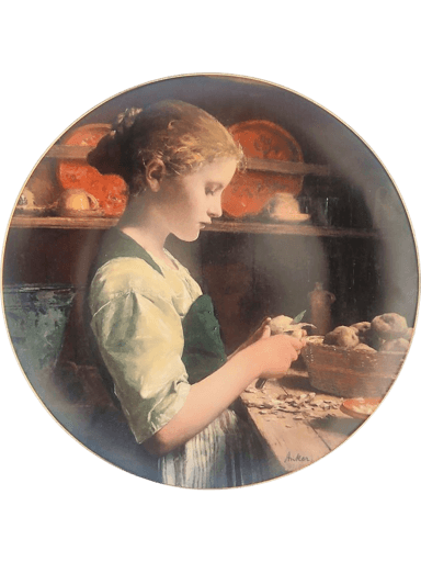 Albert Anker Limited Edition Collector Plate 'Kartoffelschälendes Mädchen' 1990