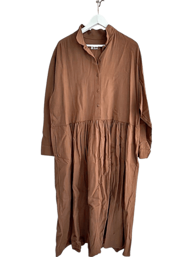 Labo.Art Braunes Midi-Hemdkleid mit langen Ärmeln