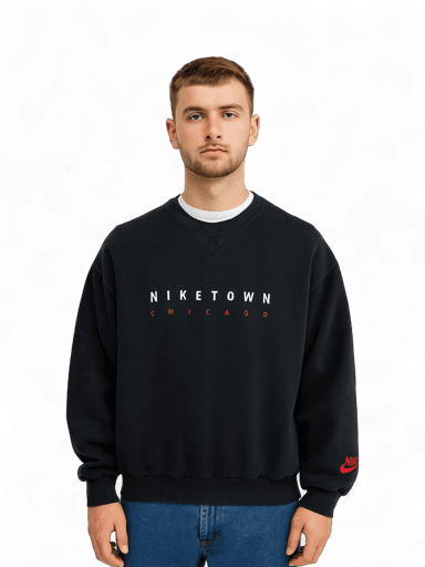 Nike Niketown Chicago Black Sweatshirt - Vintage Sportswear