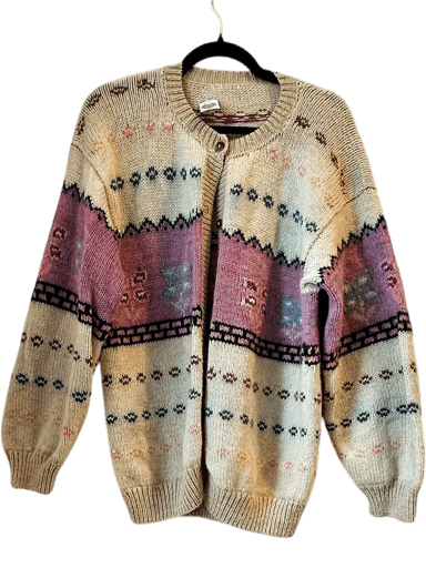 Vintage 90s Handmade Fair Isle Pattern Cardigan Sweater