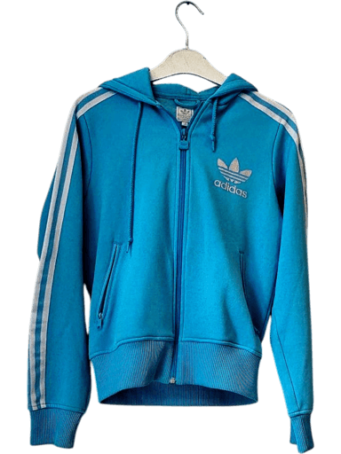 Vintage Y2K Adidas Light Blue Zip-Up Hoodie - Size S