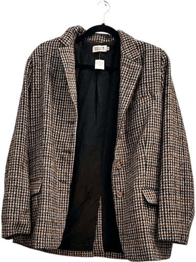 Molly Bracken Tweed Blazer - Houndstooth Pattern - Size L