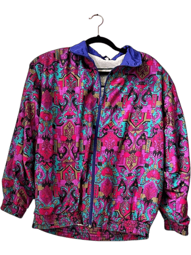 Vintage Sequence Patterned Windbreaker Jacket - M/L