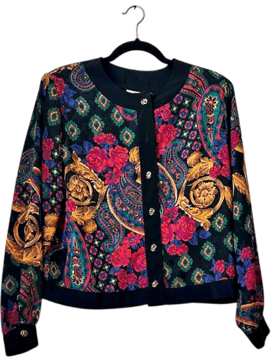 Vintage 80s Canda Colorful Patterned Button-Up Jacket - Size 44