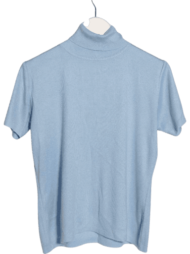 Light Blue Short Sleeve Turtleneck Knit Top