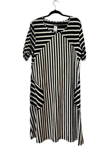 Gudrun Sjödén Black and White Striped Cotton Shift Dress - Size XL