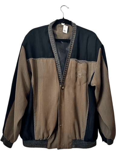 Roger Kent Exclusive Design Bomber Jacket - Brown/Black Color Block