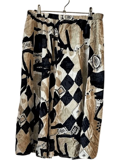 Vintage Abstract Print Viscose Skirt - Size 29