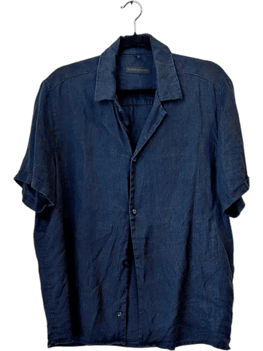 Drykorn Navy 100% Linen Short Sleeve Button-Down Shirt - Size M