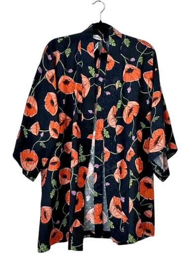 Fröhlich Floral Poppy Print Kimono Blouse - Size M