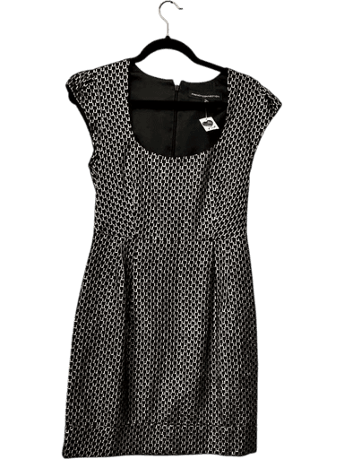 French Connection Black & Gold Pattern Sheath Dress - Size 12