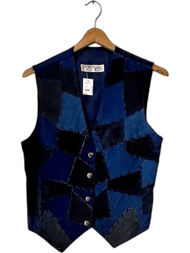Gabriella Benelli Patchwork Suede & Velvet Vest - Vintage Navy Blue