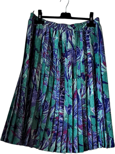 Vintage 90s Pleated Floral Skirt - Teal & Purple Pattern