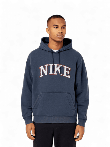 Nike Navy Blue Hoodie with Classic Logo - Collegiate Style Sweatshirt