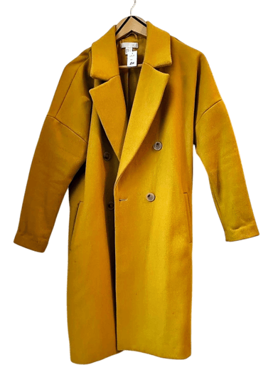 H&M Mustard Yellow Double-Breasted Polyester Coat - EUR 40/US 10