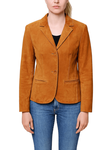 Jones Camel Brown Leather Blazer Jacket - Size 36