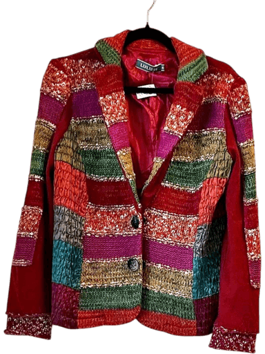 LULU-H Vintage 90s Multicolored Patchwork Blazer - Size M