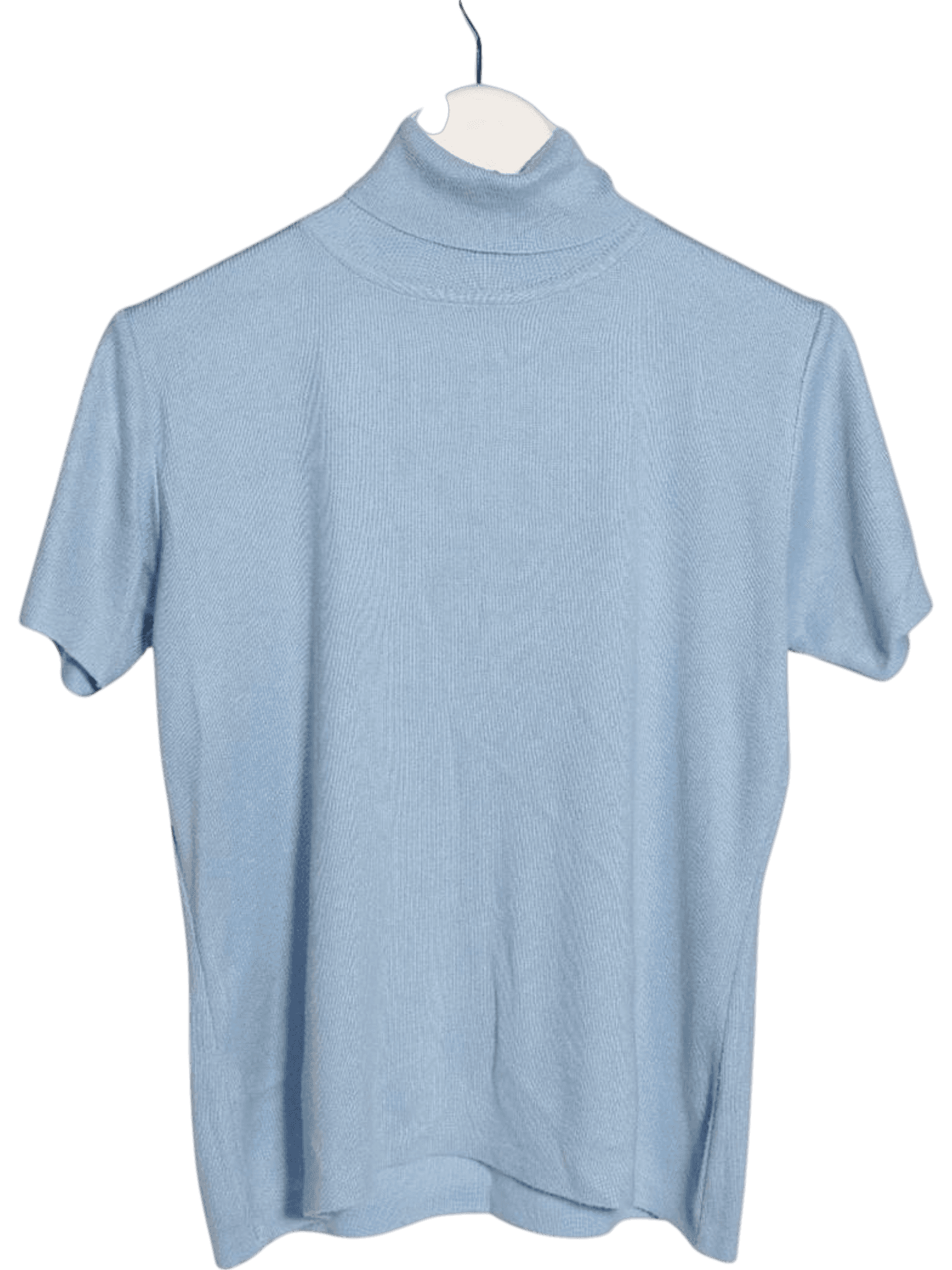 Light Blue Short Sleeve Turtleneck Knit Top 1