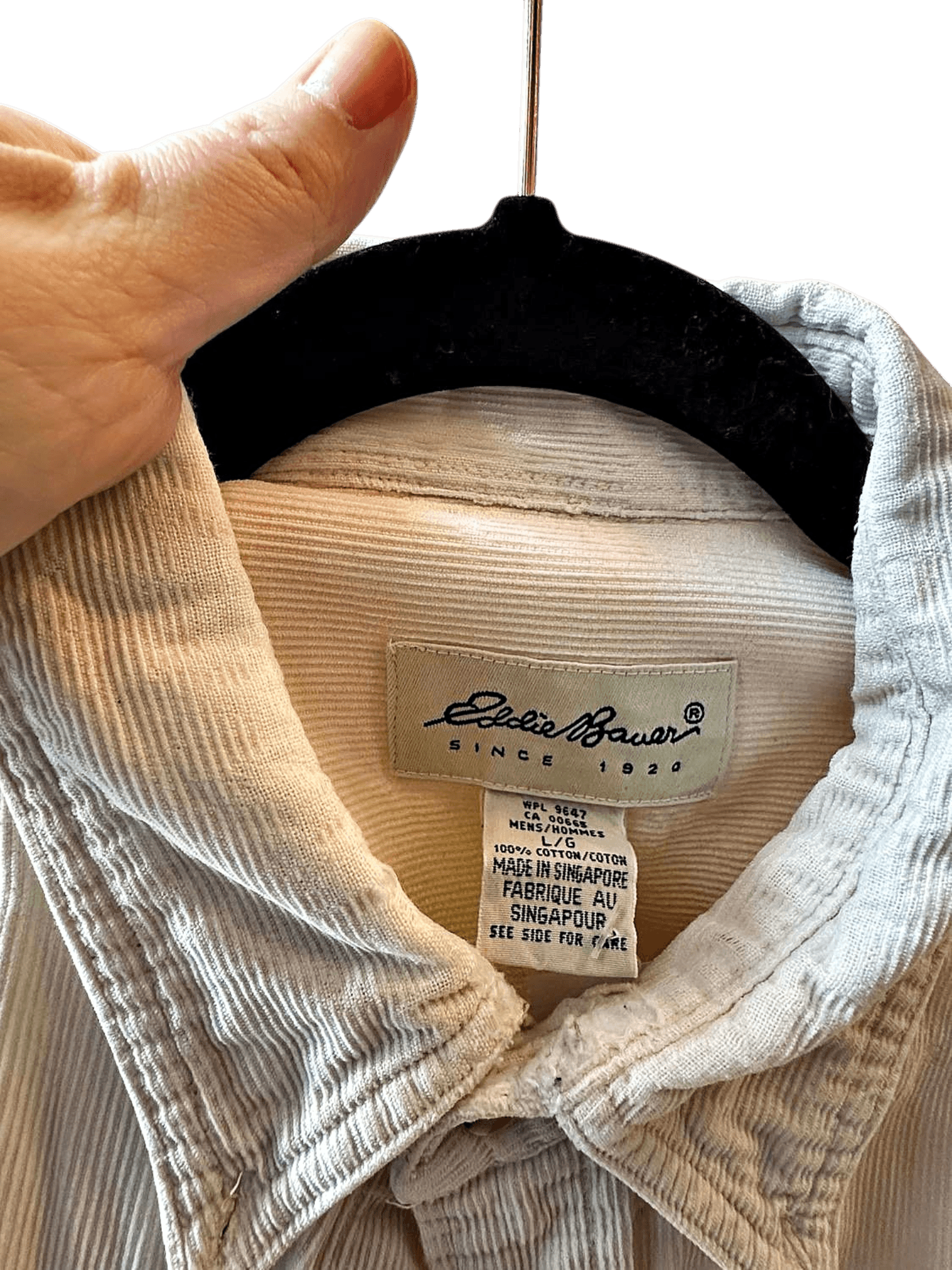 Vintage 90s Eddie Bauer Button-Down Shirt - Size L - Beige Cotton 3