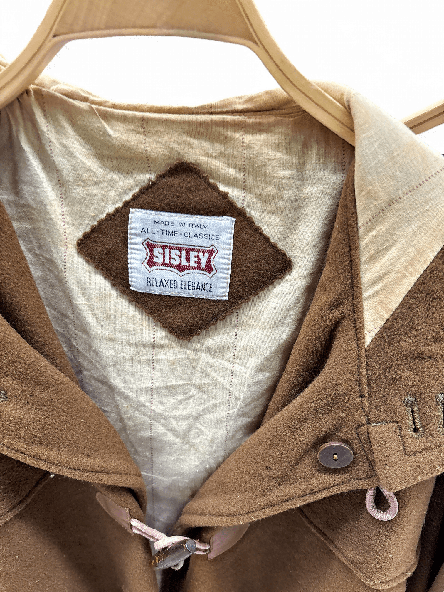 Sisley Brown Wool Duffle Coat - Made in Italy - Size M 2