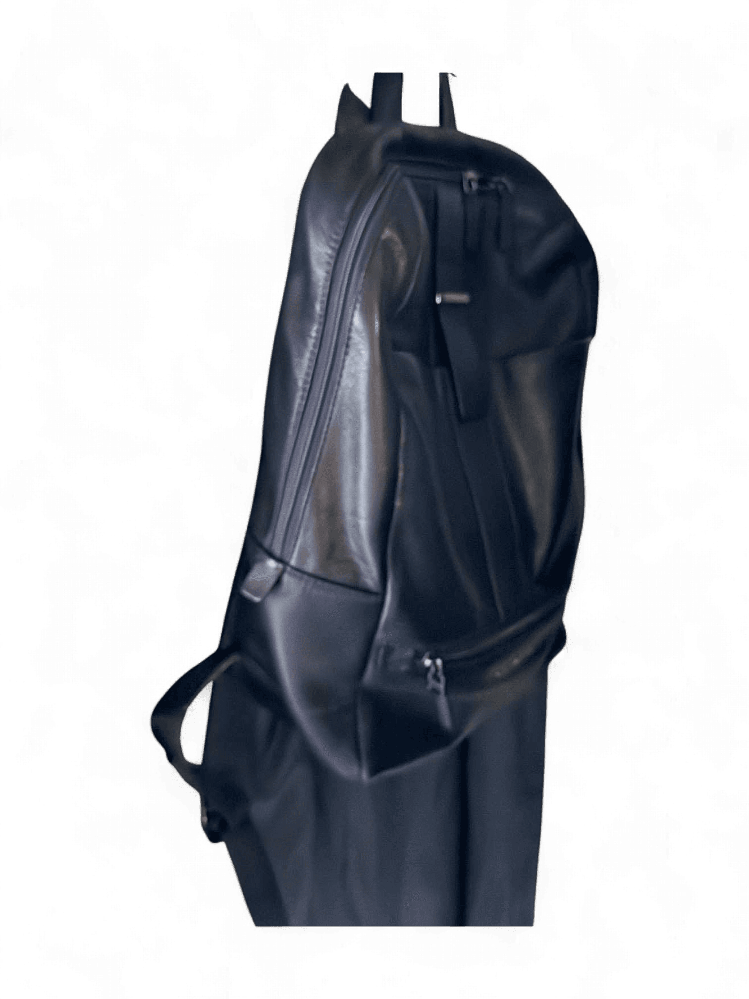 Black Leather Backpack with Multiple Compartments 1