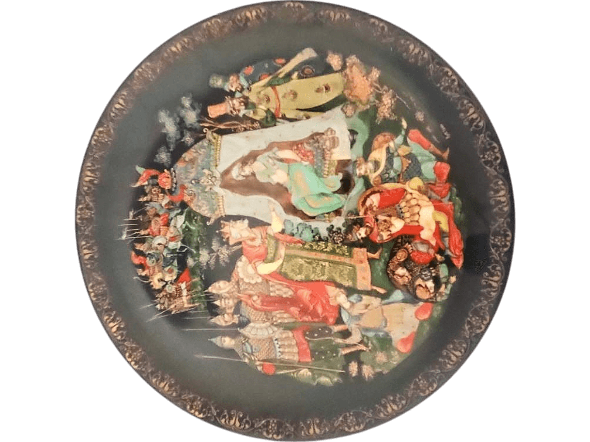 Vintage Russian Decorative Porcelain Plate with Traditional Scene 1