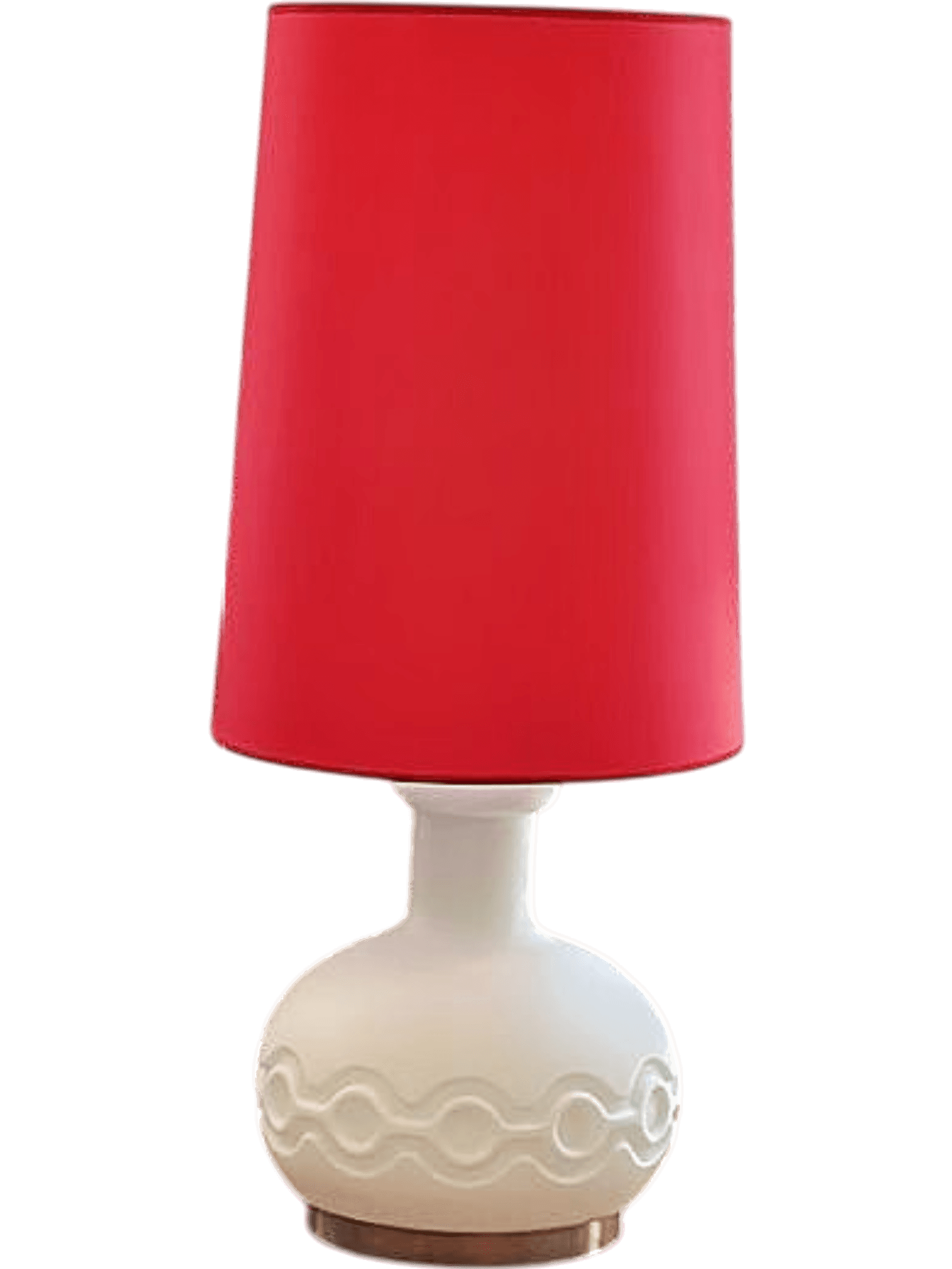 Vintage Tischlampe mit weißem Sockel und pinkem Schirm 3