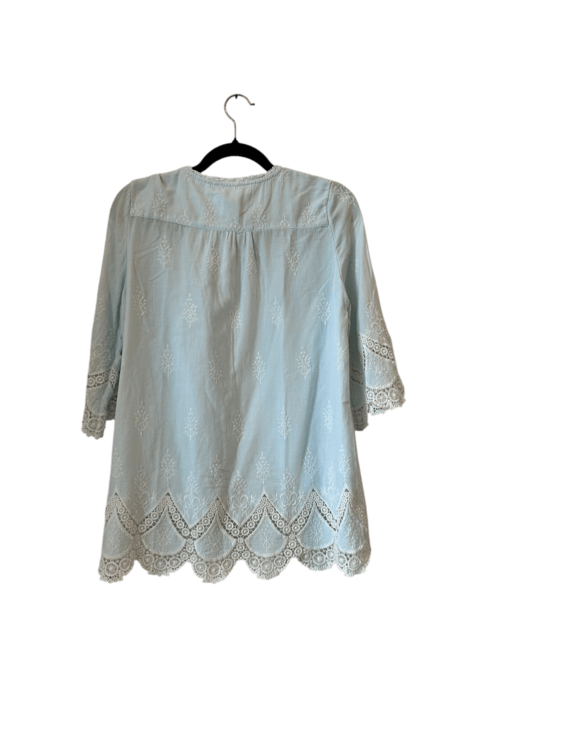 Marks & Spencer Embroidered Mint Blouse with Lace Trim - UK 8 3
