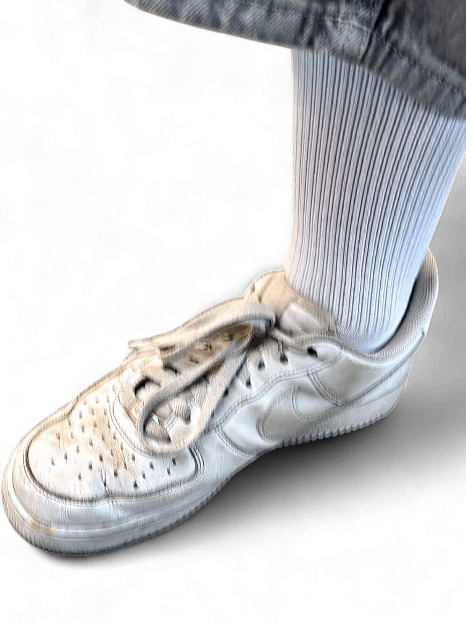 Nike Air Force 1 White Leather Sneakers - Used Condition 2