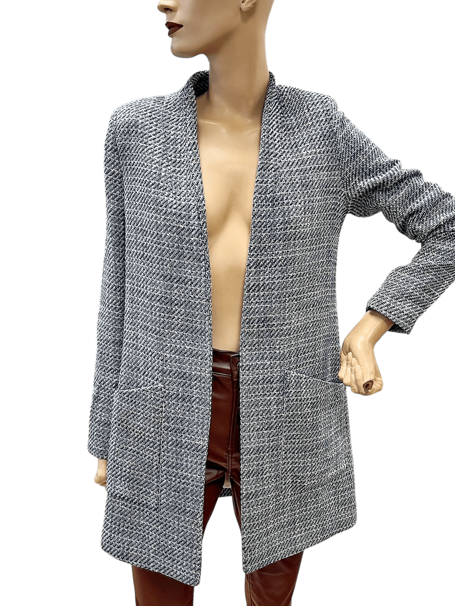 Eleganter Tweed-Blazer in Schwarz-Weiß - Größe 36 1