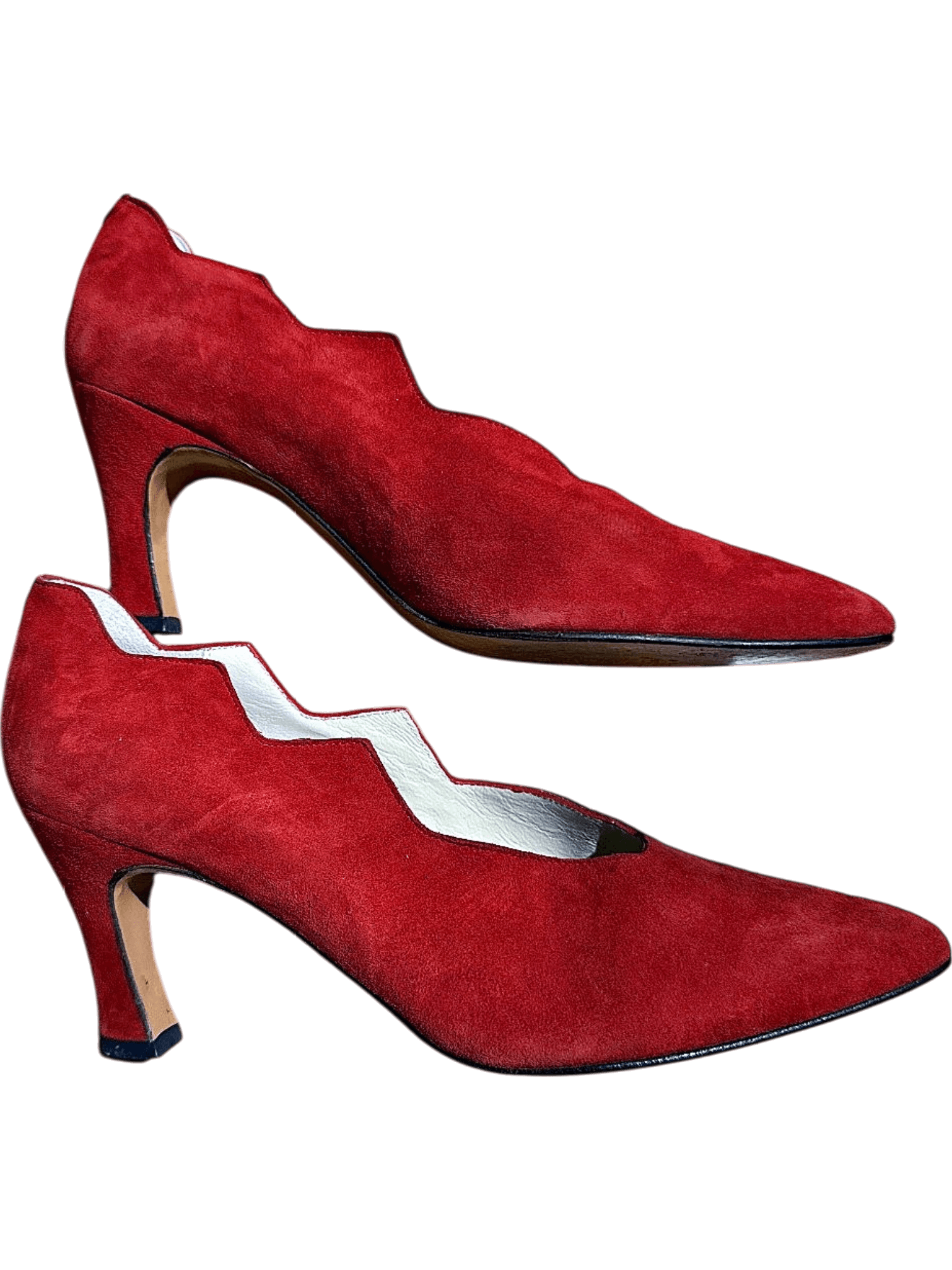 Juan Shoes Red Suede Heels - Size 40½ 4