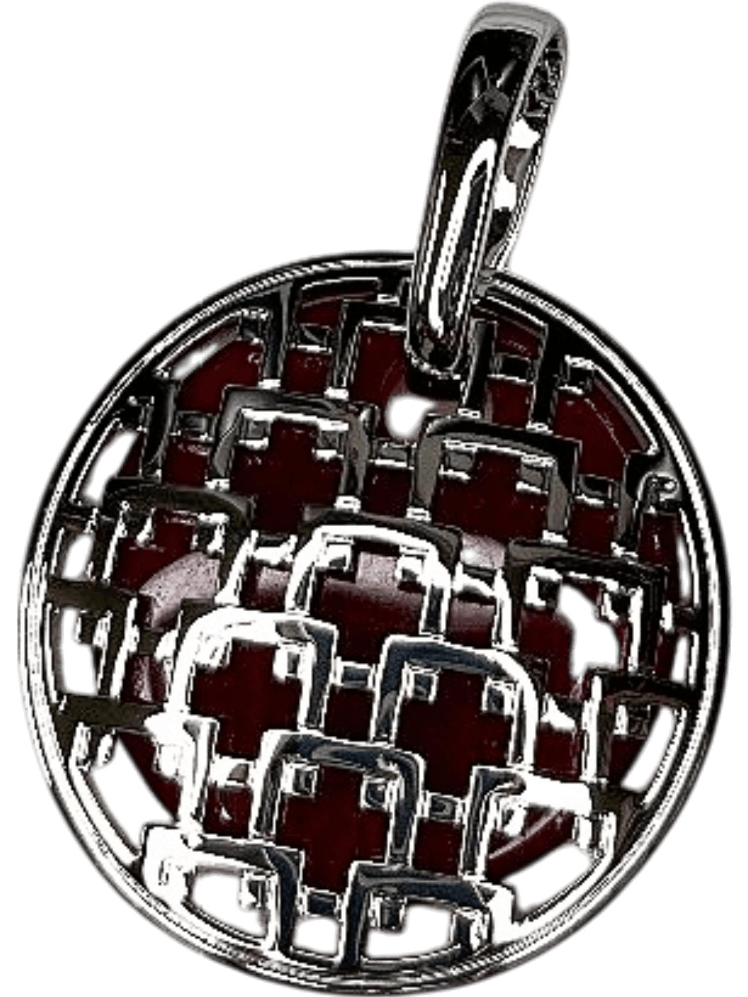 Stilvoller Silberanhänger mit roter Emaille-Einlage 1