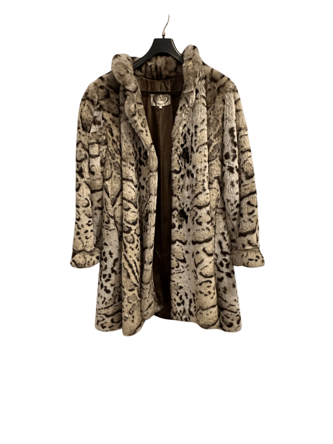 Vintage 80s Veronica Snell Design Leopard Print Faux Fur Coat - Size L - Made in Sweden 2