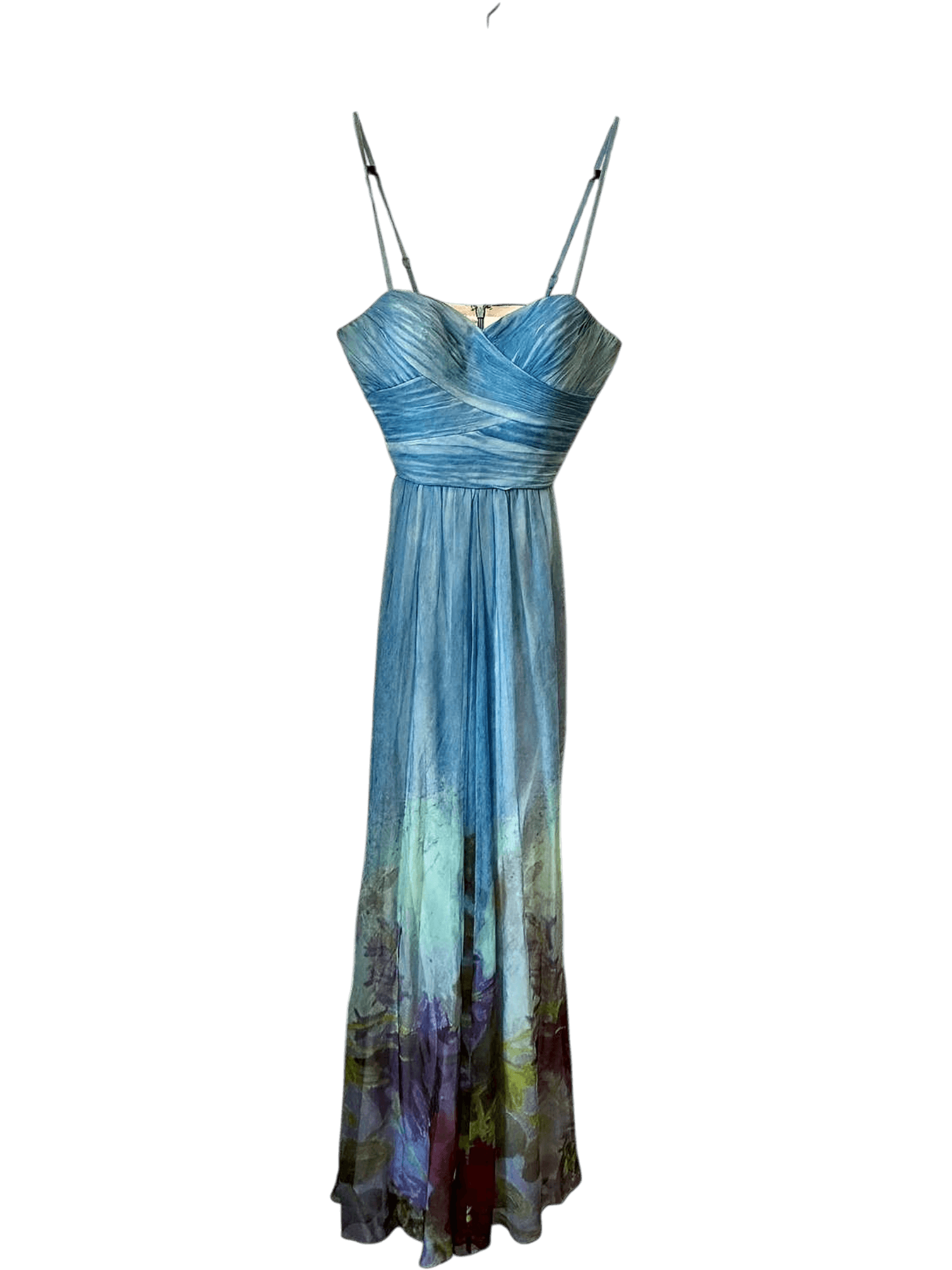 Aidan Mattox Blue Ombre Floral Maxi Dress with Silk Lining 5