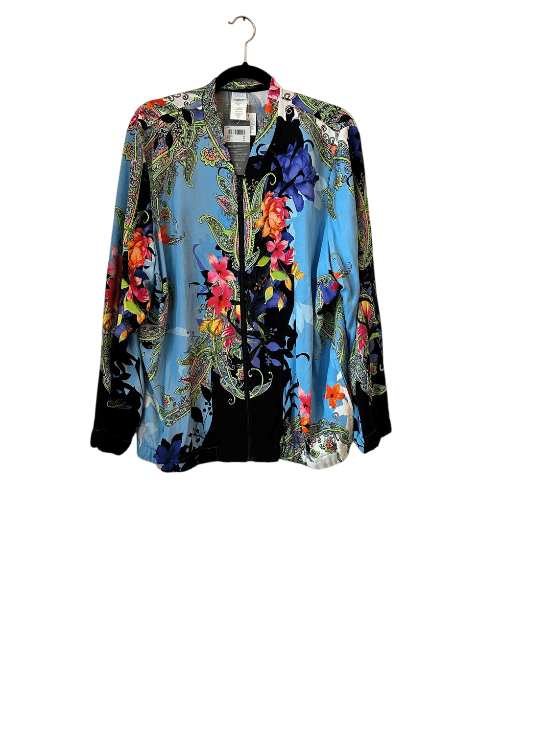Farbenfrohe Bomberjacke mit Blumen- und Paisley-Muster - Größe 48 2