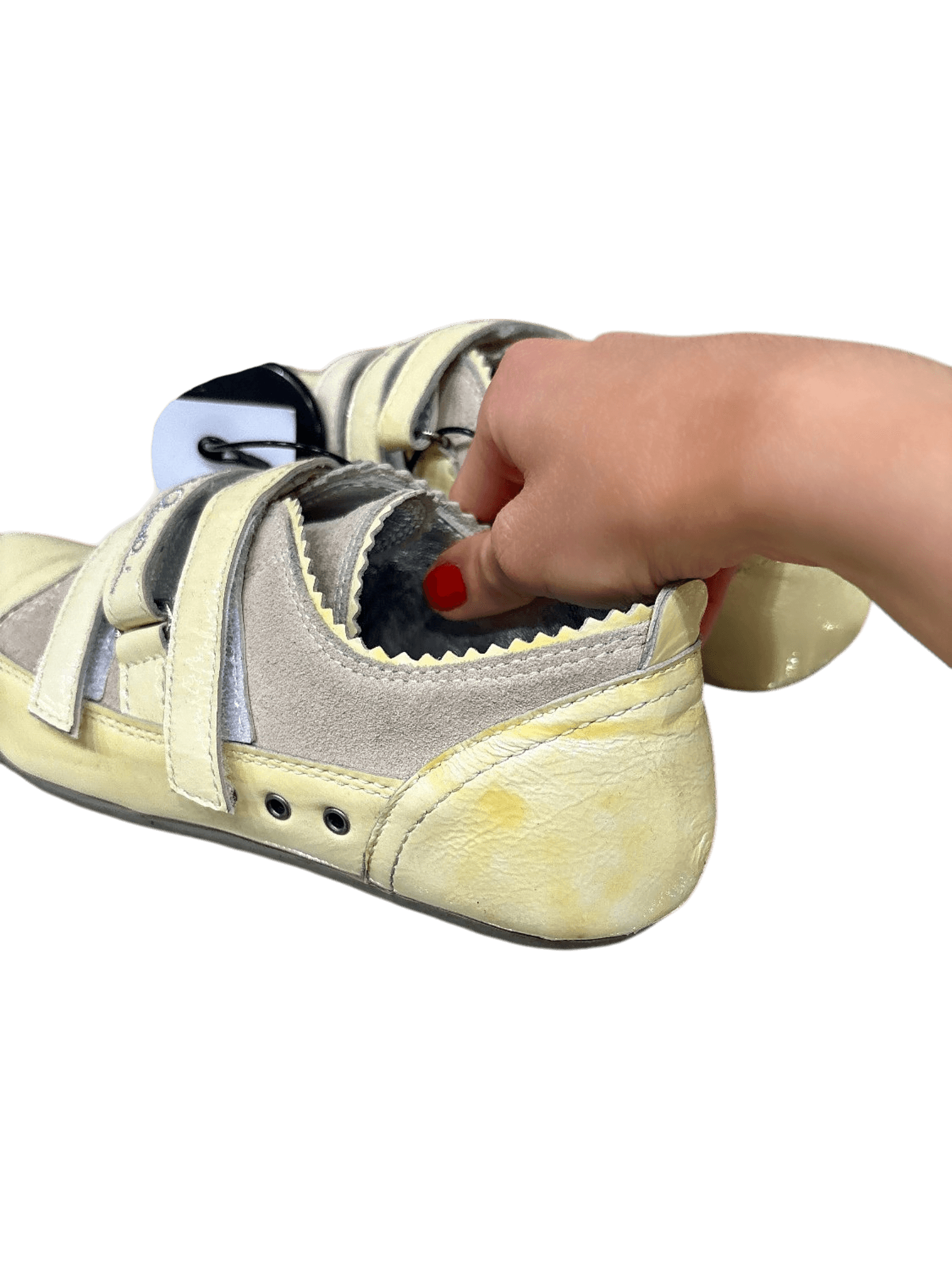 Just Cavalli Cream & Grey Leather Velcro Flats - Size 36 5