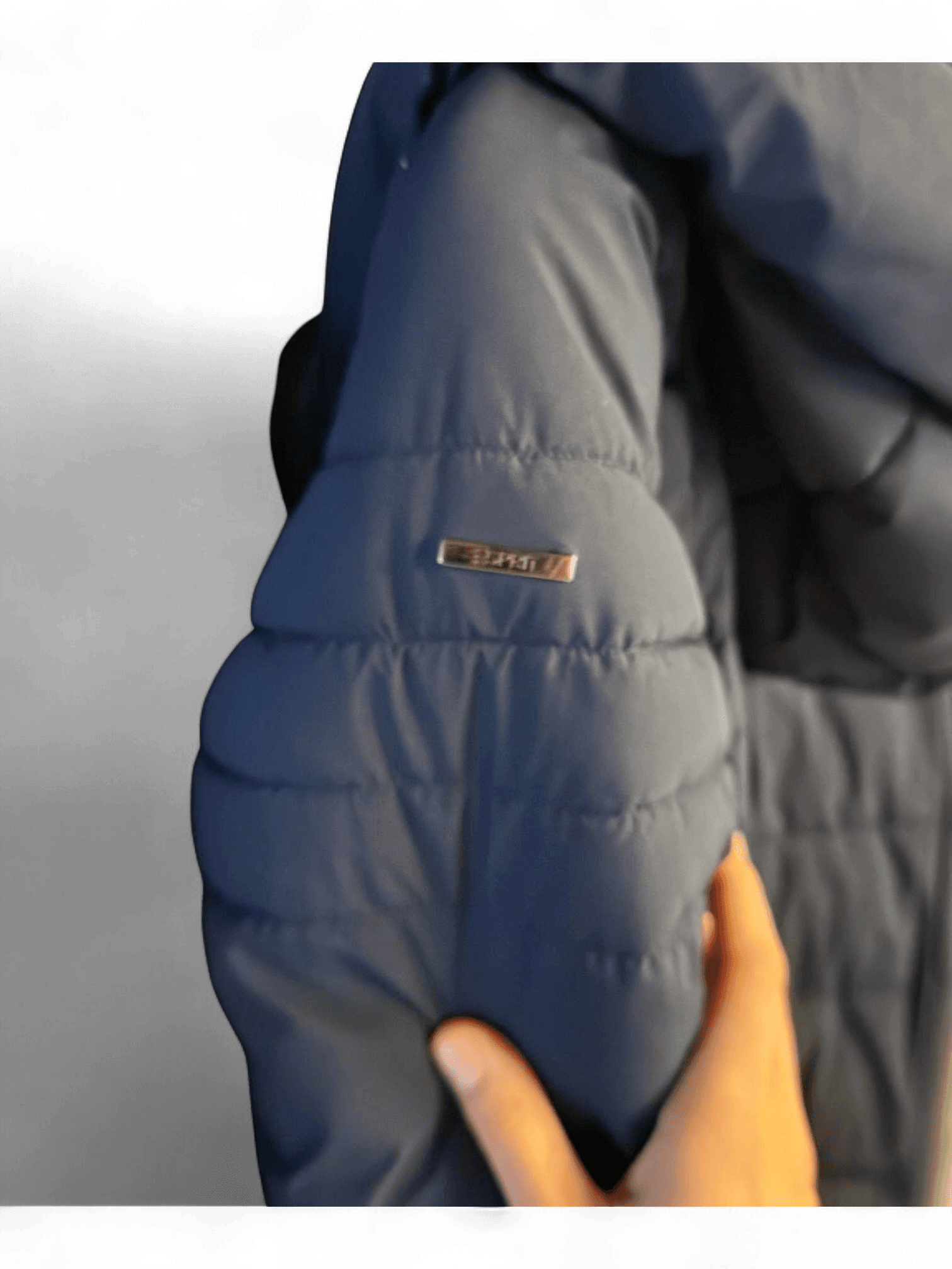 Esprit Navy Blue Quilted Parka Jacket with Hood - New 5