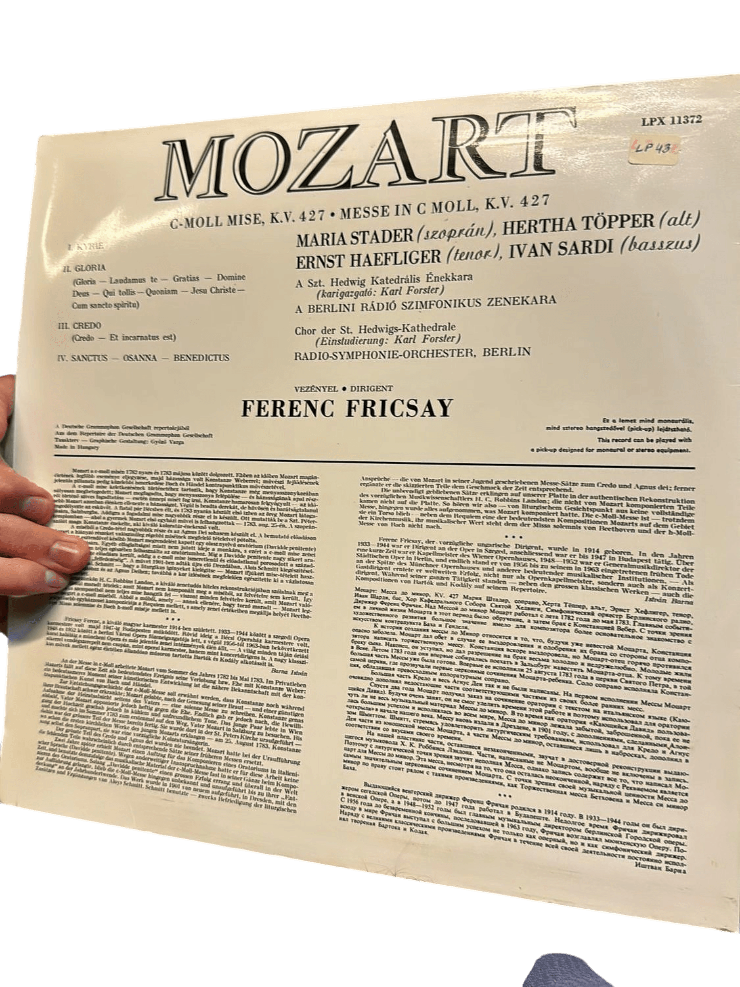 Mozart: Messe in c-moll KV. 427 - Vinyl Schallplatte mit Ferenc Fricsay 2