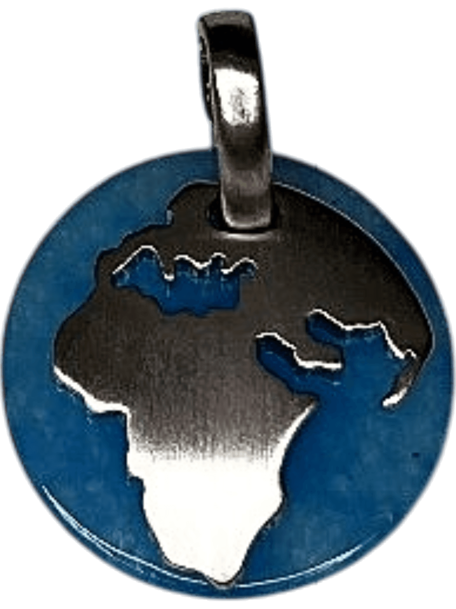 Anhänger mit Weltkartenmotiv in Blau und Silber 1