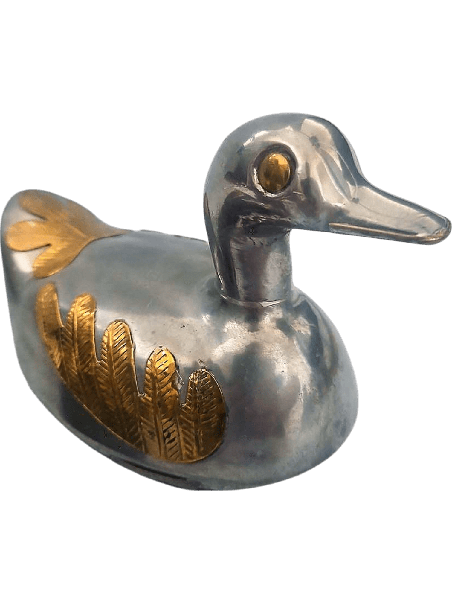 Vintage Set of 4 Pewter Duck Figurines with Matching Dishes 2