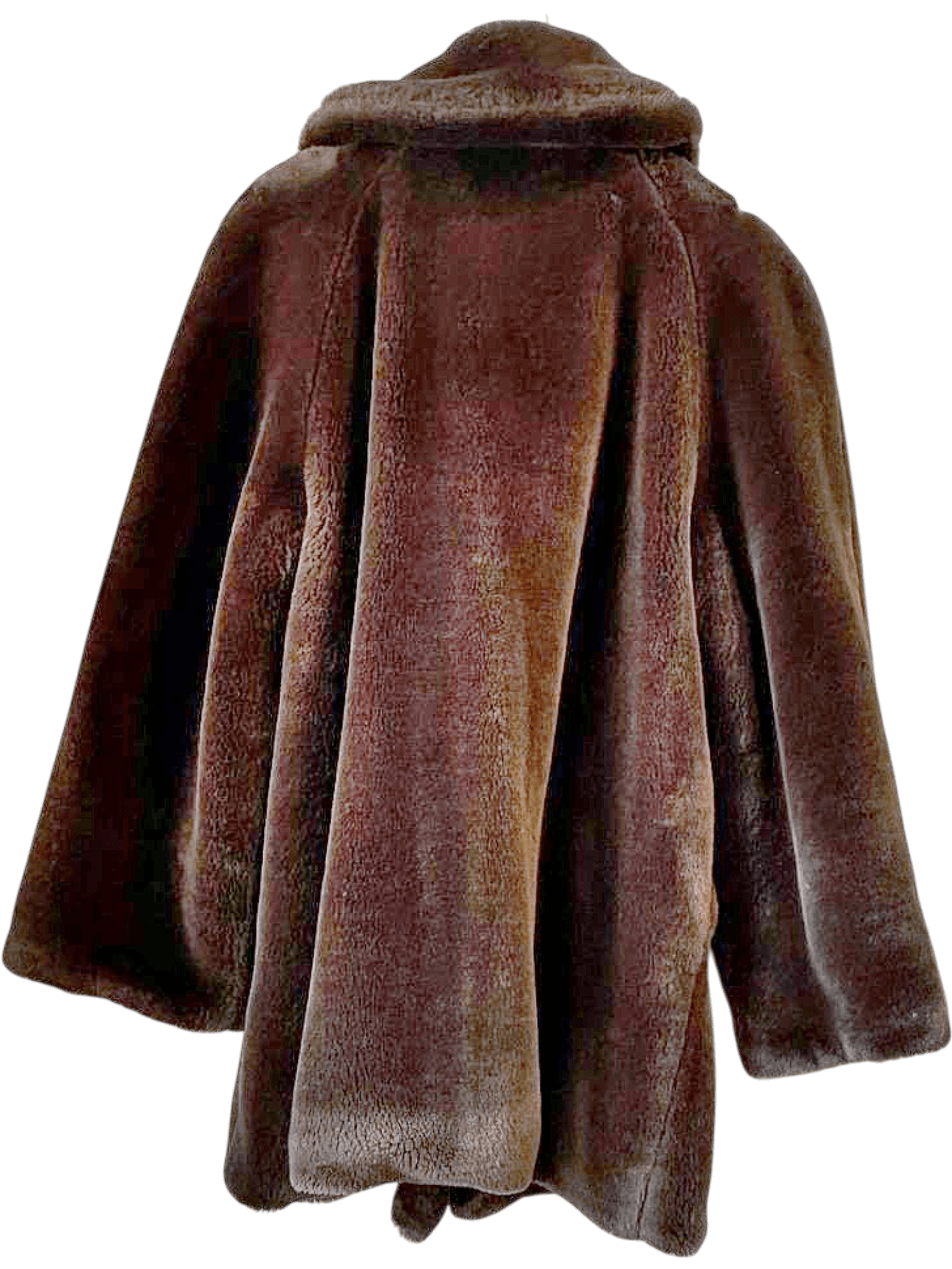 Vintage 90s Brown Faux Fur Coat with Toggle Buttons - Size M 2