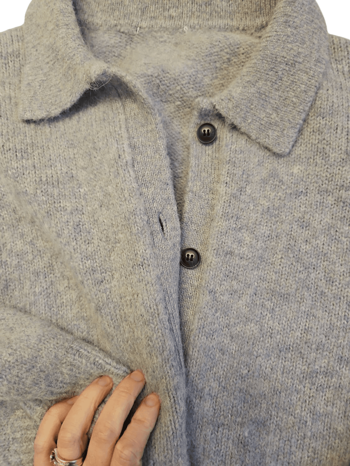 & Other Stories Alpaca Wool Blend Collared Cardigan - Lavender Grey 8