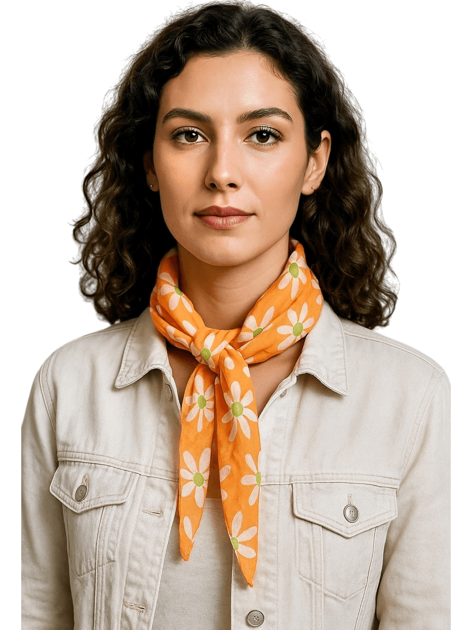 Jago Orange Floral Print Scarf - Retro Summer Accessory 1